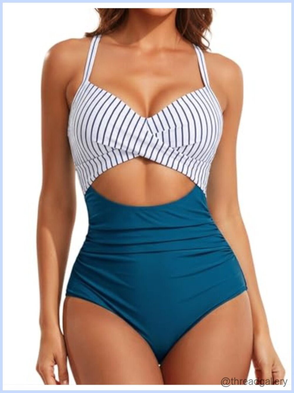 One Piece Swimsuit Tummy Control High Cut Cross Front Adjustable